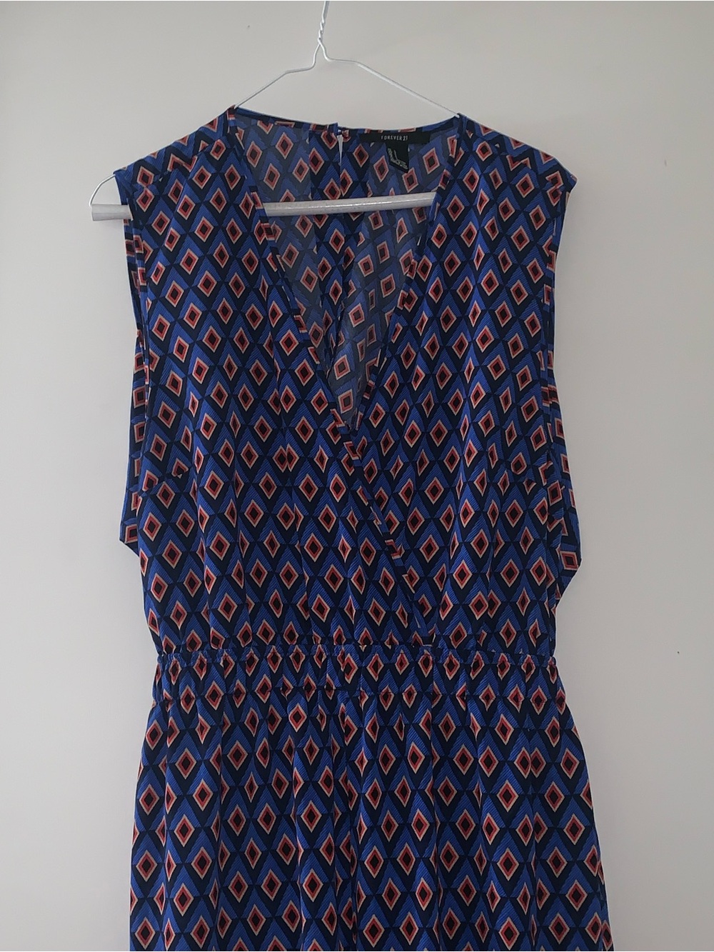Forever 21 Blue Geometric Print Sleeveless Jumpsuit